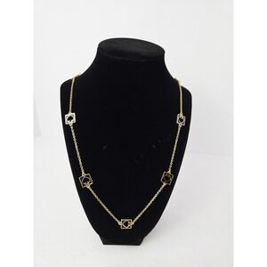 Kate Spade cutout spade necklace black gold tone